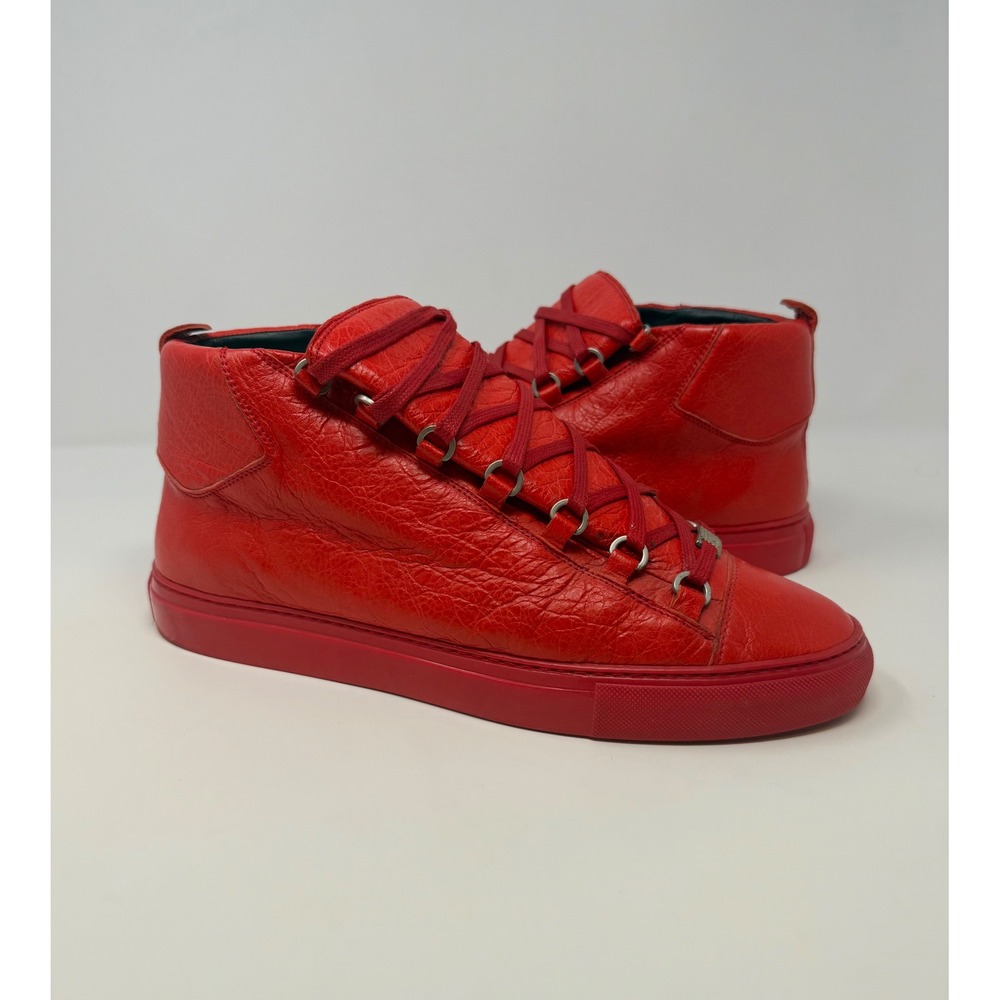 Balenciaga Arena High Top Sneaker Red Leather Size 11 US 44 EU